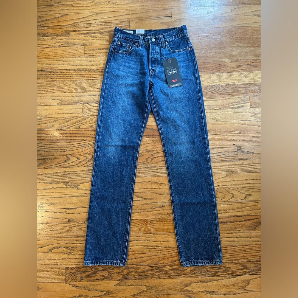 Levi's Women's Straight Leg Jeans in Dark Blue Denim